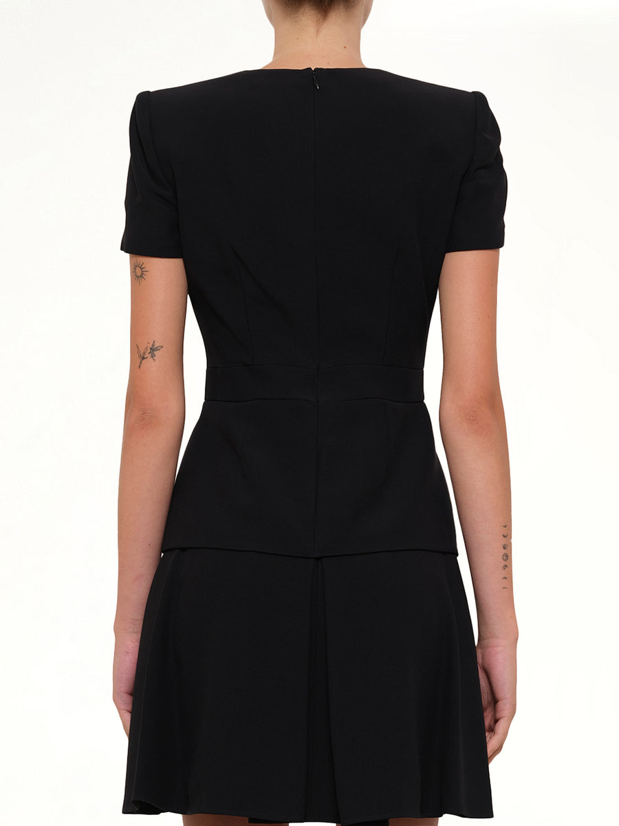 Leaf Crepe Dress in Black