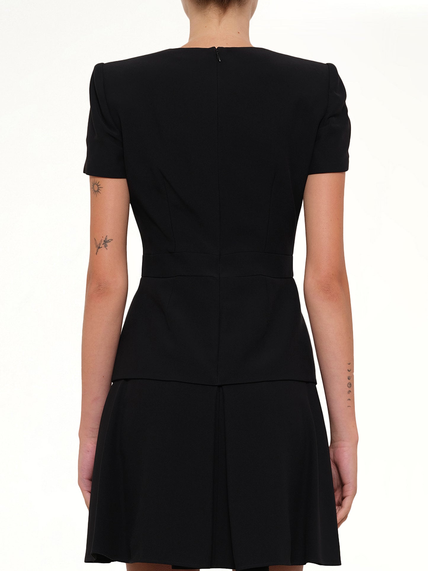 Leaf Crepe Dress in Black