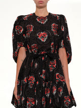 Poppy Print Abito Dress in Black