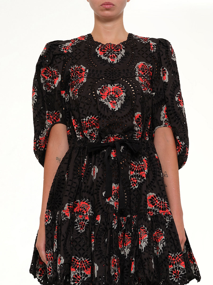 Poppy Print Abito Dress in Black