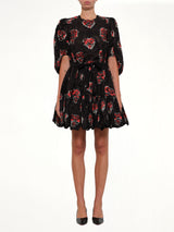 Poppy Print Abito Dress in Black