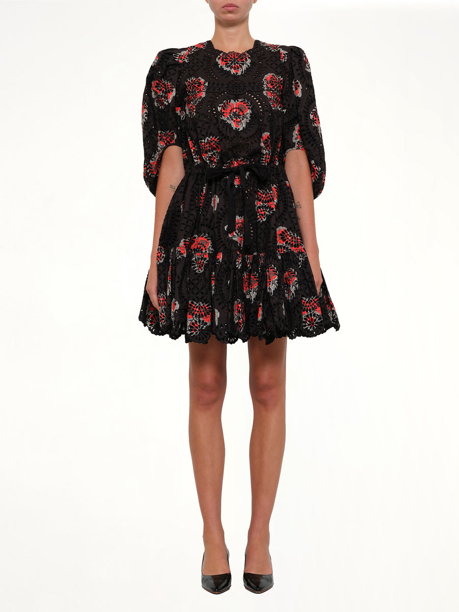 Poppy Print Abito Dress in Black