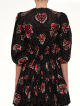 Poppy Print Abito Dress in Black