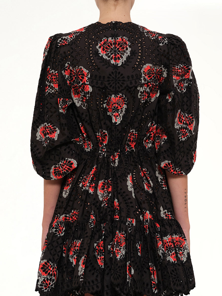 Poppy Print Abito Dress in Black