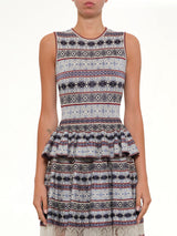 Sleeveless Peplum Dress in Pattern