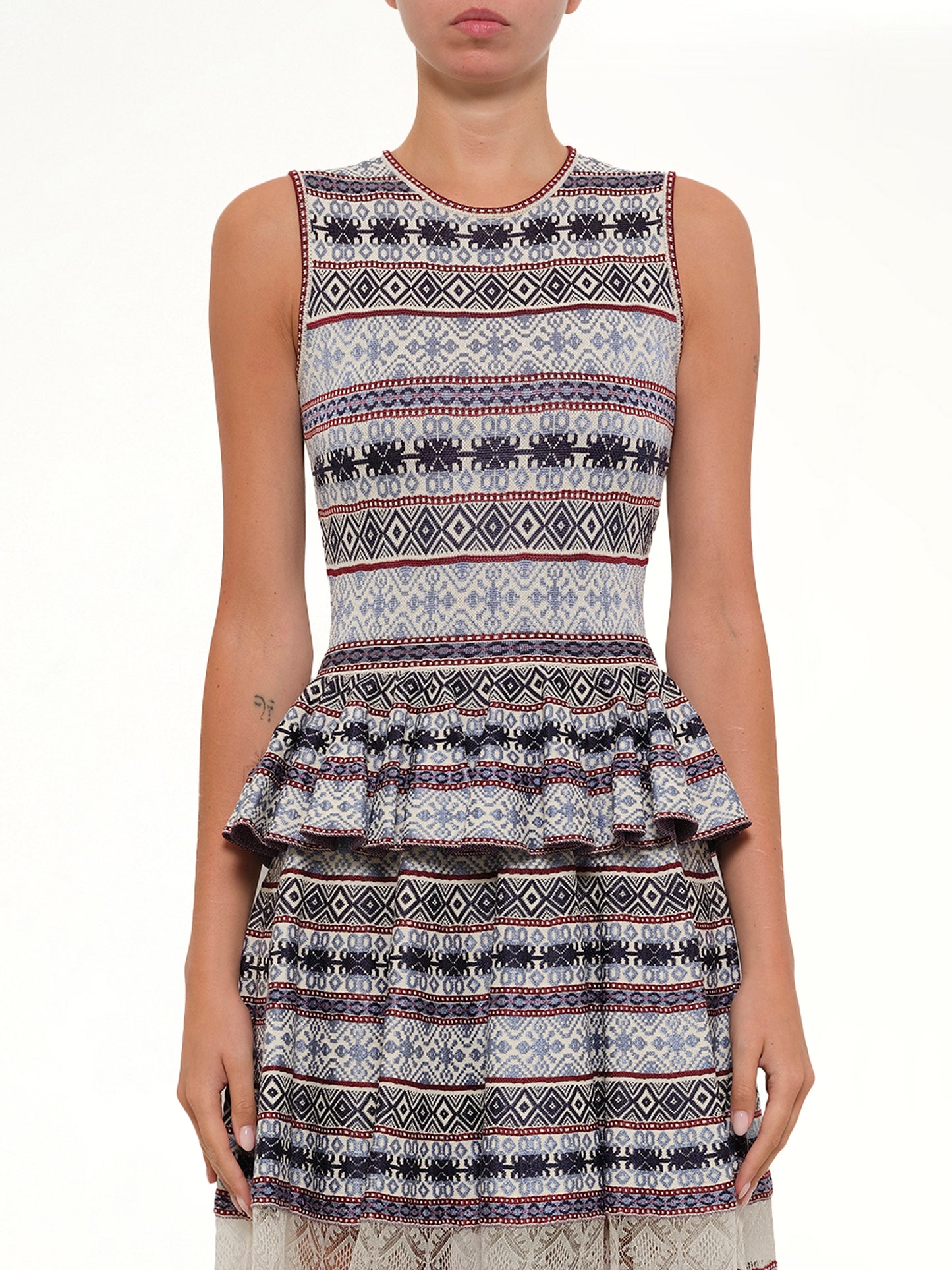 Sleeveless Peplum Dress in Pattern