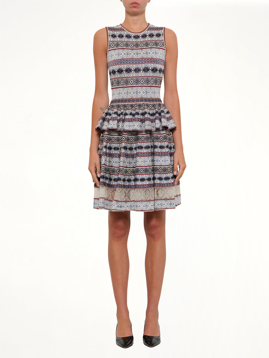 Sleeveless Peplum Dress in Pattern