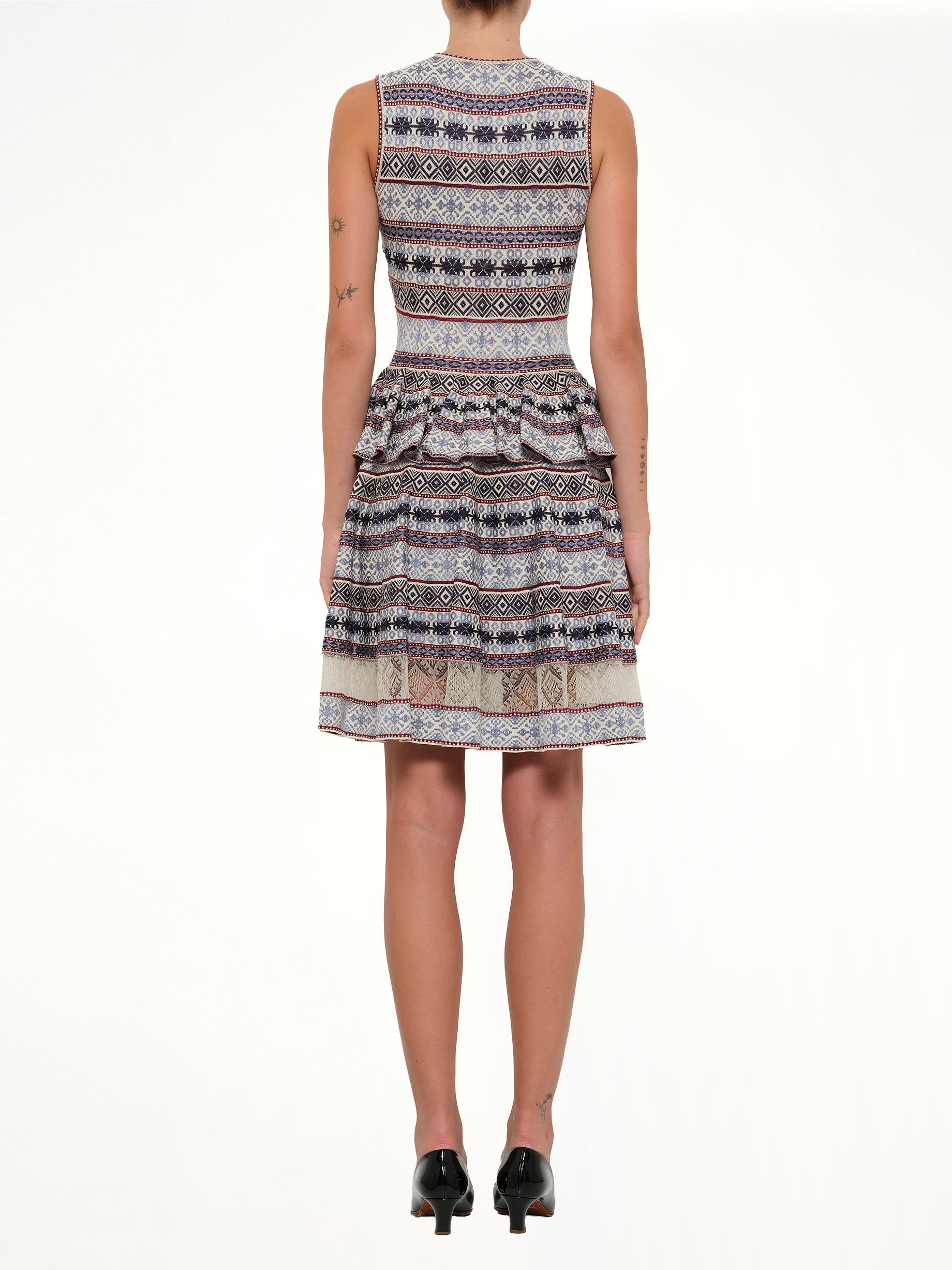 ALEXANDER MCQUEEN Sleeveless Peplum Dress in Pattern Full Reference from MARAIS