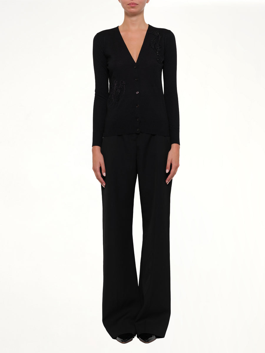V Neck Cardigan in Black