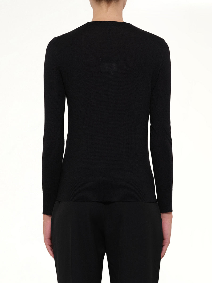V Neck Cardigan in Black