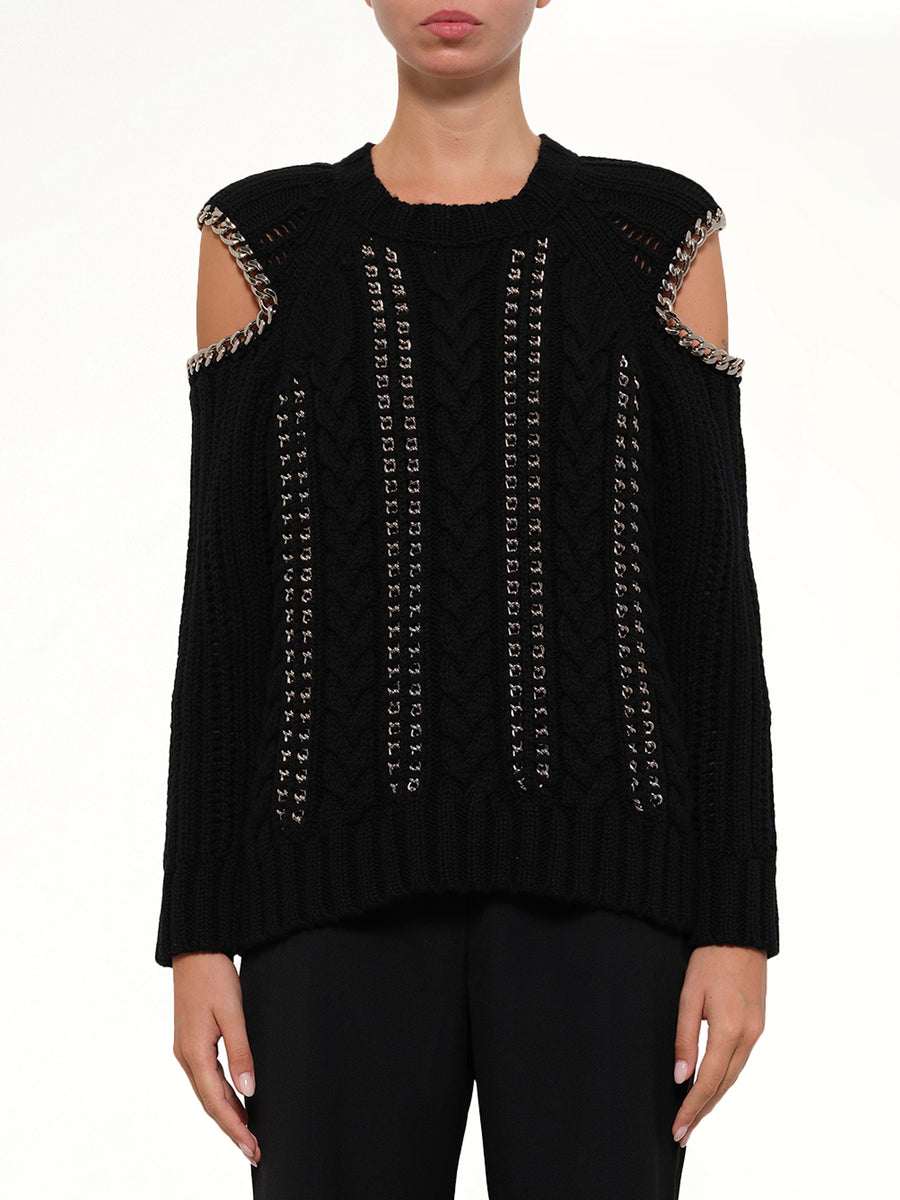 Crew Neck O/S Knitwear in Black