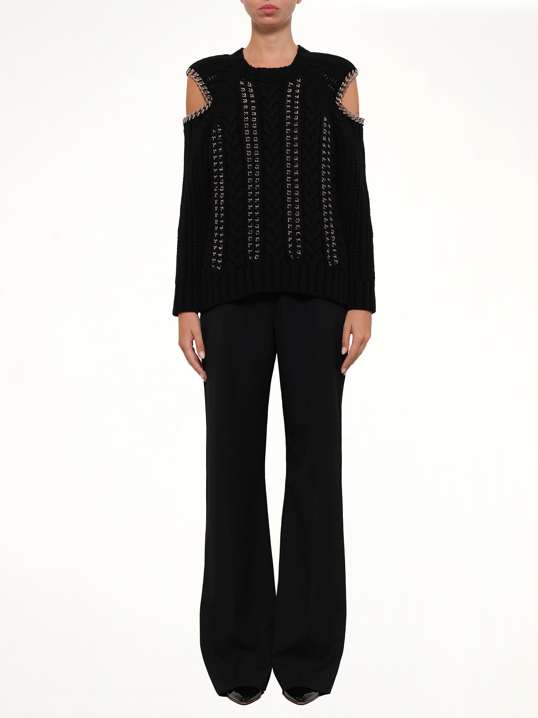 ALEXANDER MCQUEEN Crew Neck O/S Knitwear in Black Product Photo from MARAIS