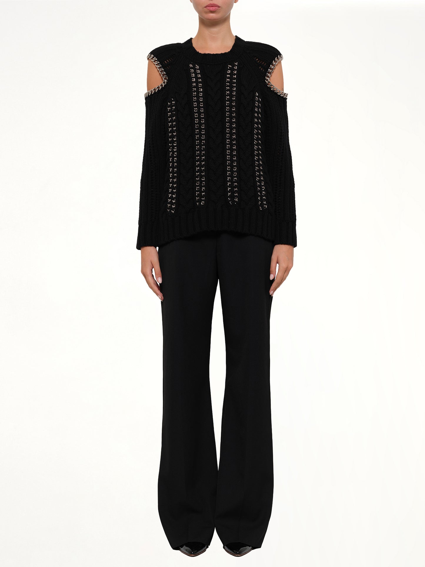 Crew Neck O/S Knitwear in Black