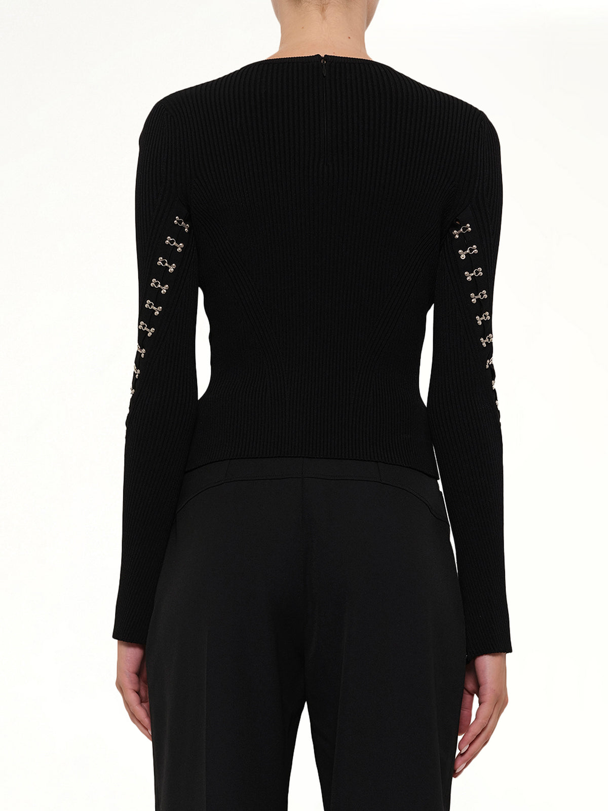 Slash Crew Neck Knitwear in Black