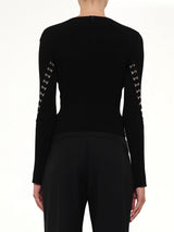 Slash Crew Neck Knitwear in Black