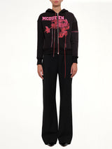Rose Print Hoodies in Black