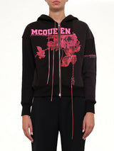 Rose Print Hoodies in Black