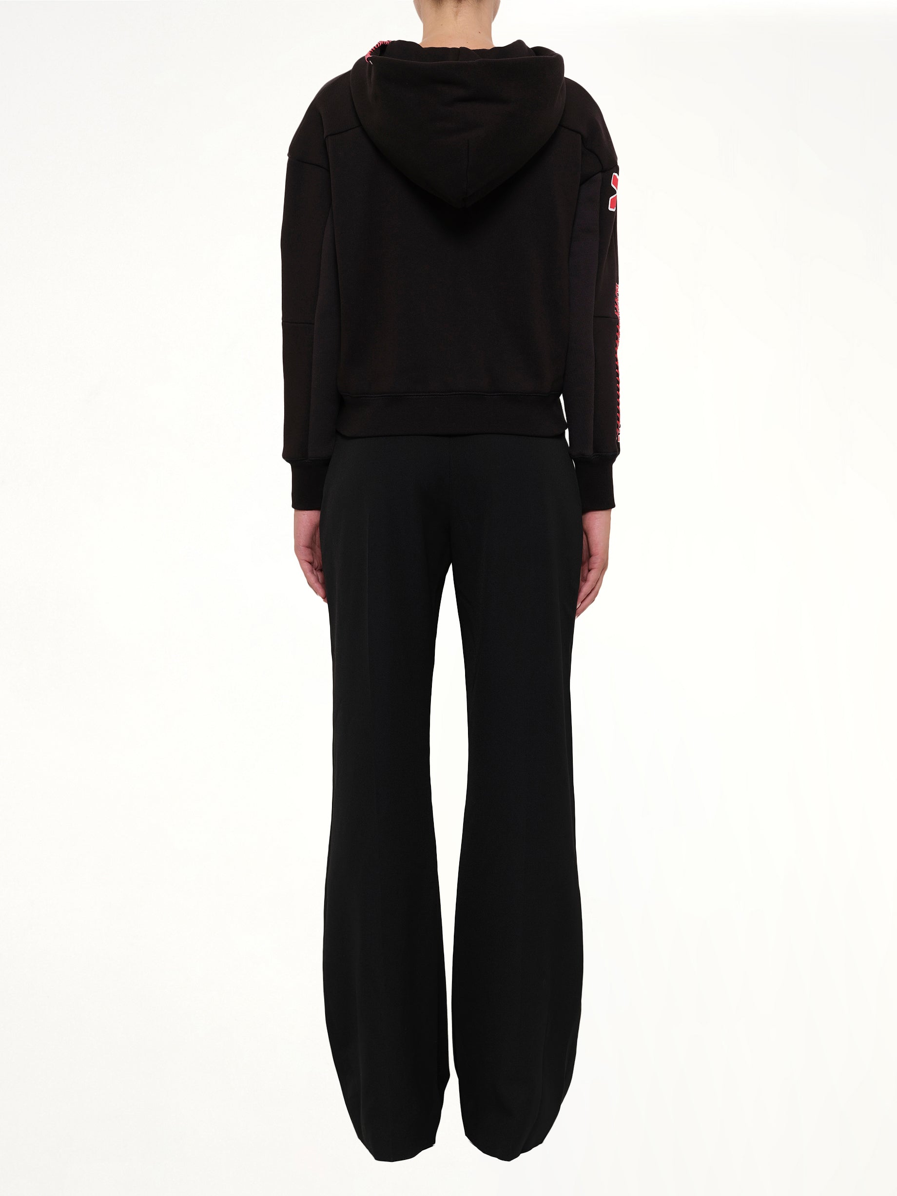 ALEXANDER MCQUEEN Rose Print Hoodies in Black Side View from MARAIS