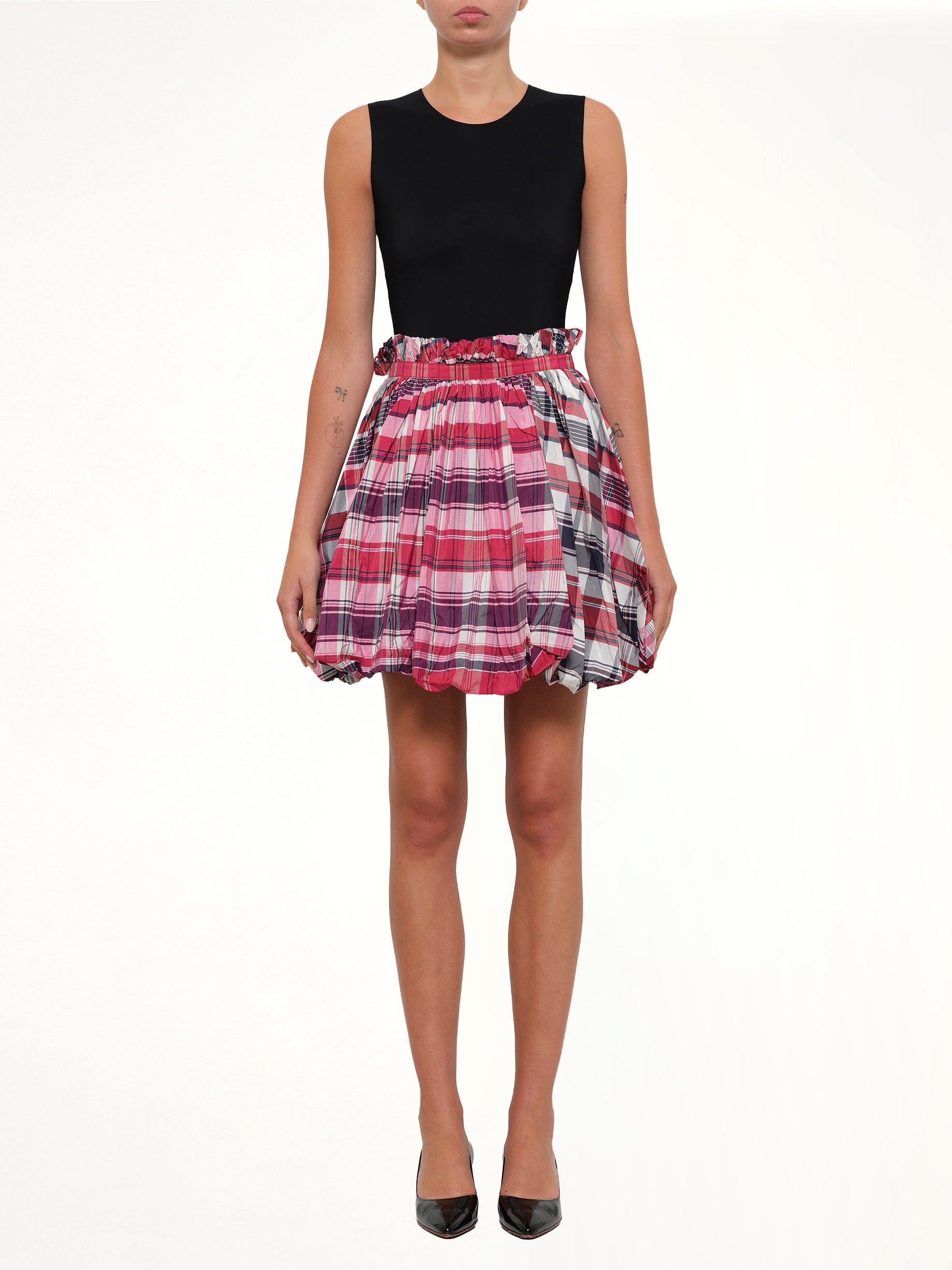 ALEXANDER MCQUEEN Amq - Country Mini Skirt in Red/Blk Product Photo from MARAIS