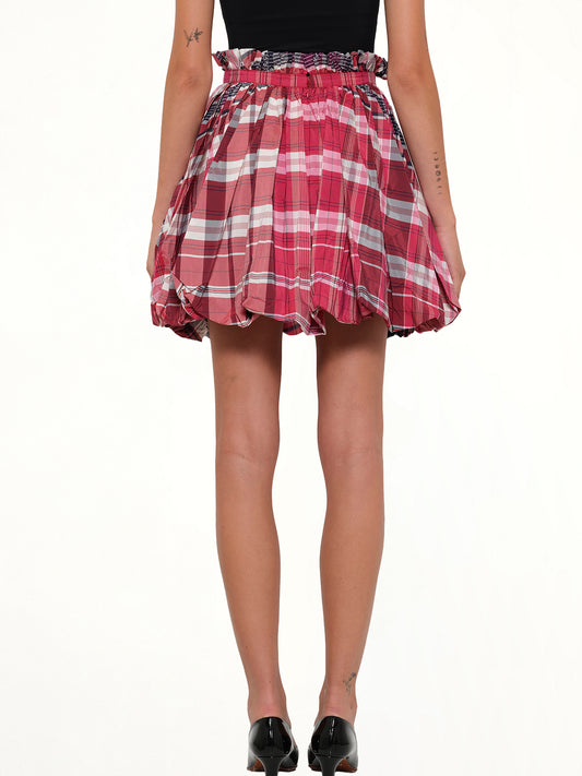 Amq - Country Mini Skirt in Red/Blk