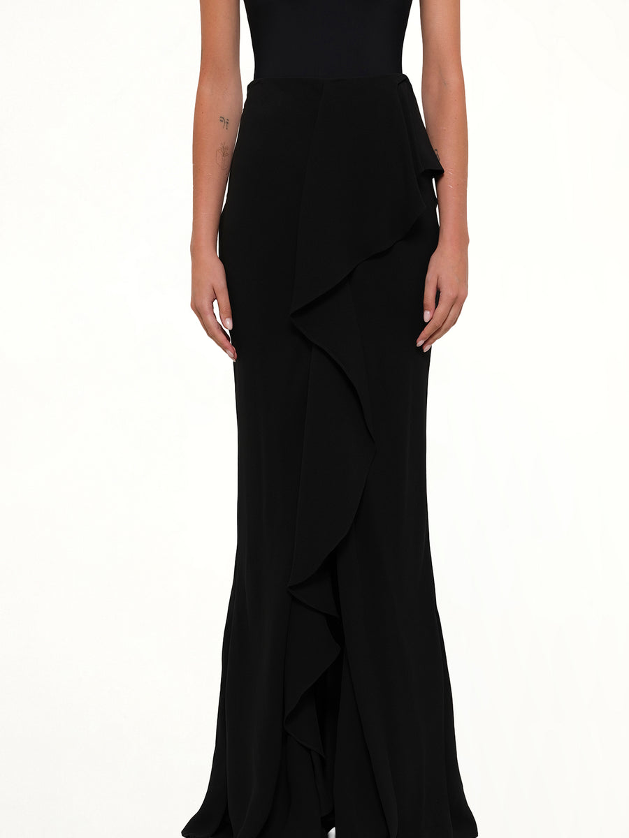 Long Drape Skirt in Black