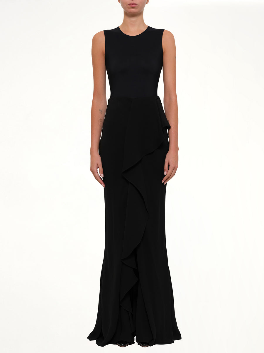 Long Drape Skirt in Black