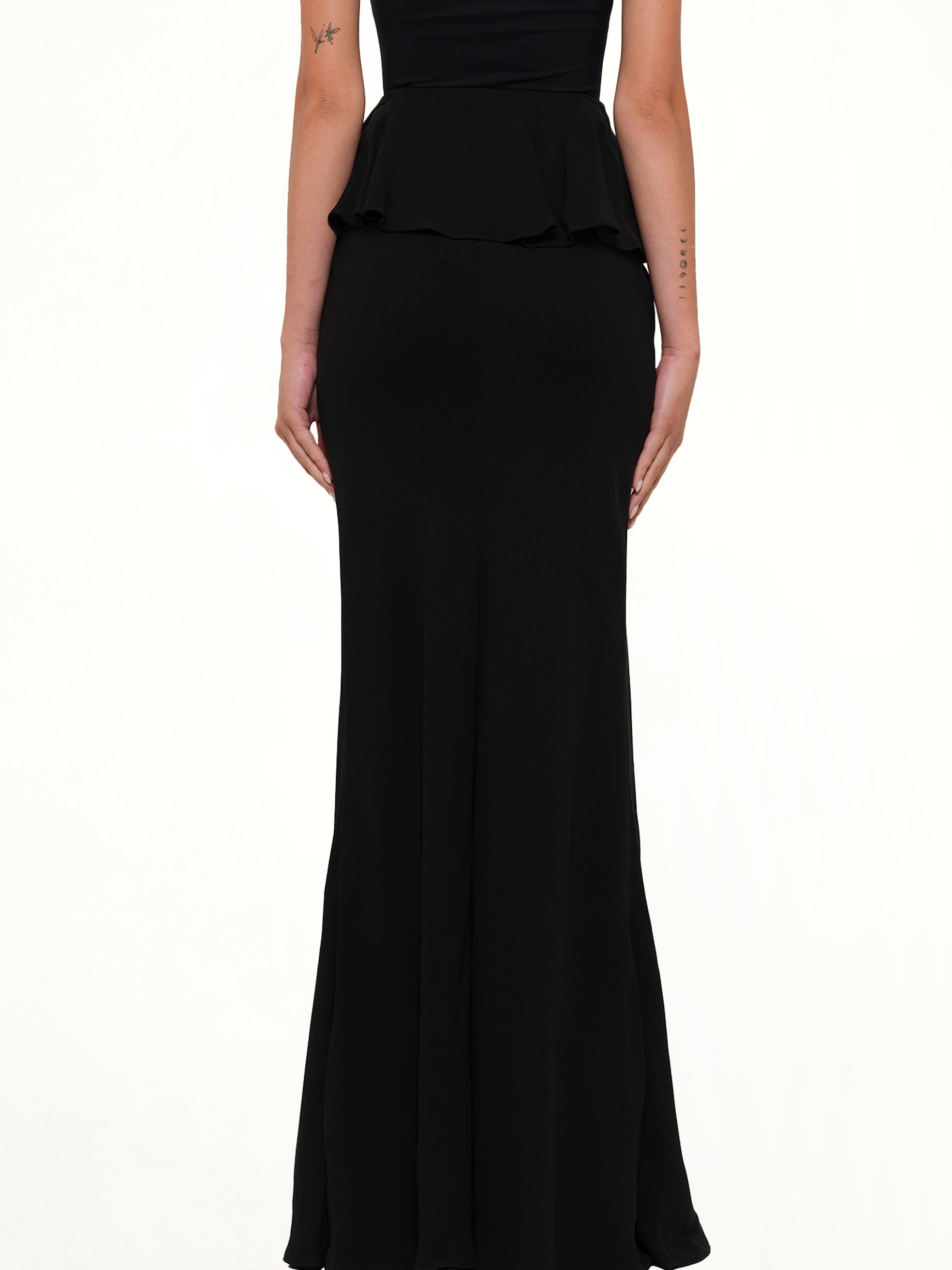 ALEXANDER MCQUEEN Long Drape Skirt in Black Side View from MARAIS
