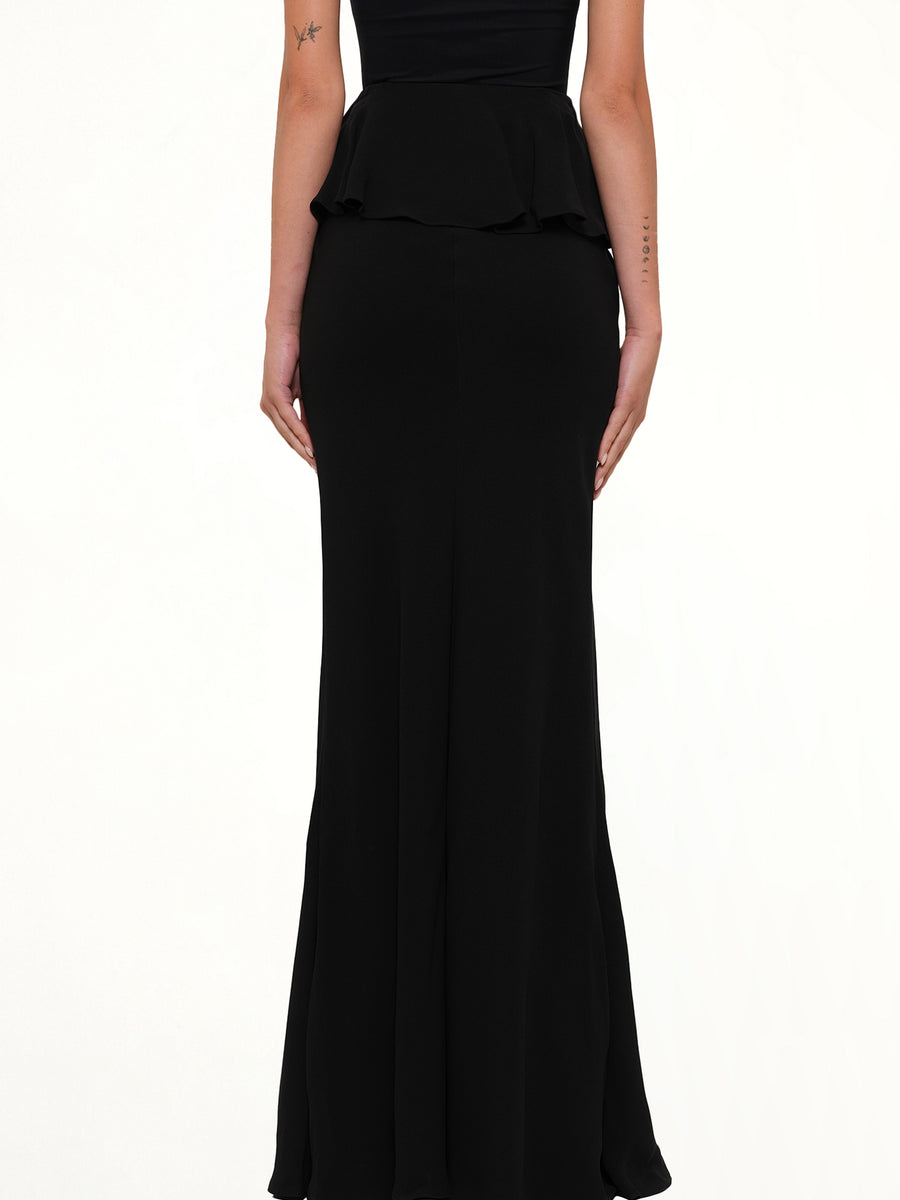 Long Drape Skirt in Black