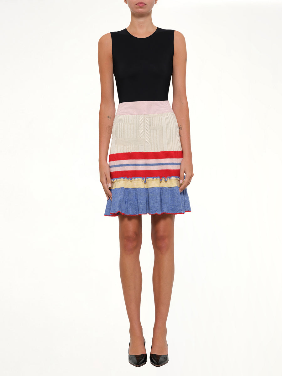 Multi Knit Tweed Mini Skirt In Multicolour