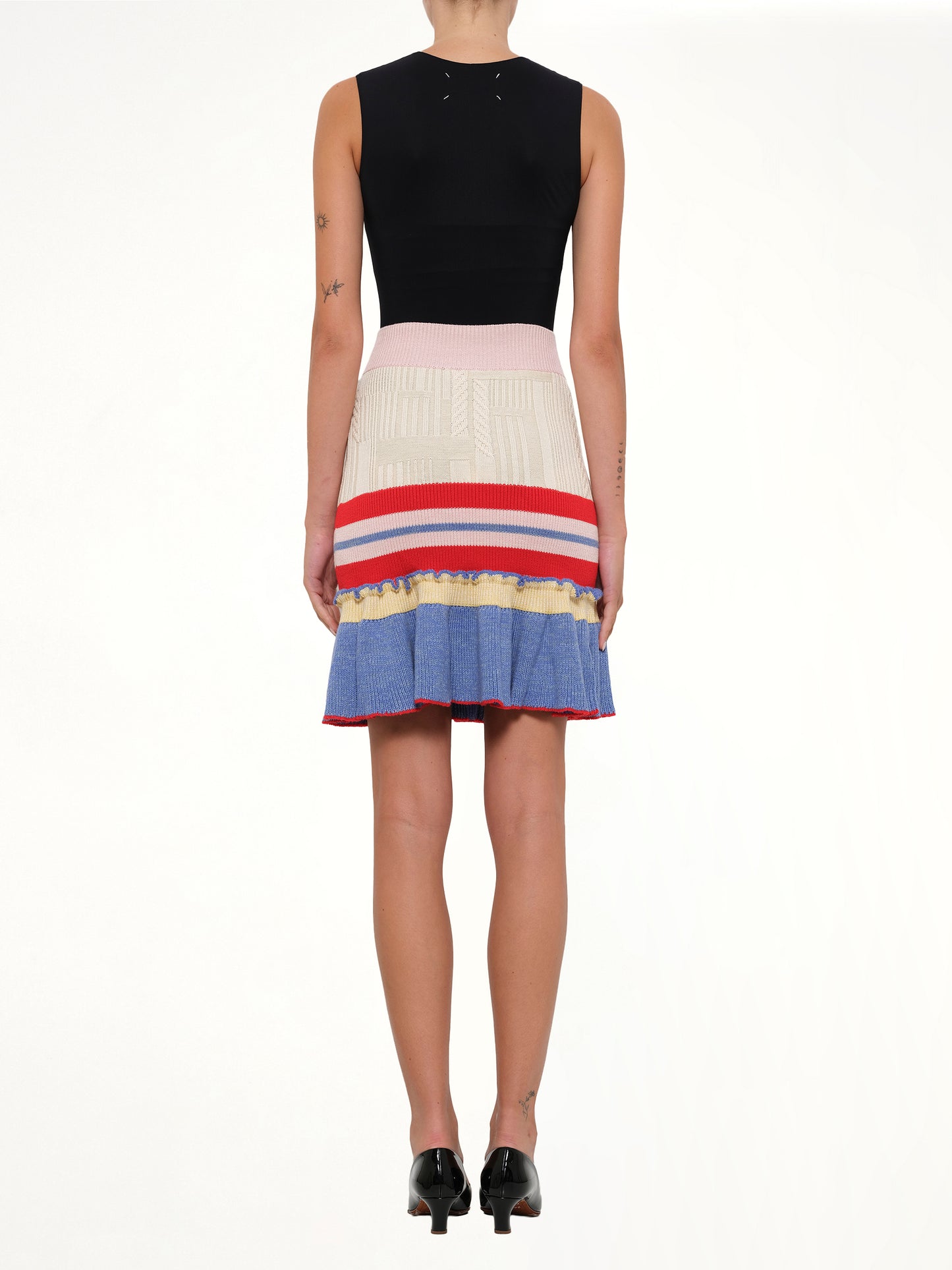Multi Knit Tweed Mini Skirt In Multicolour