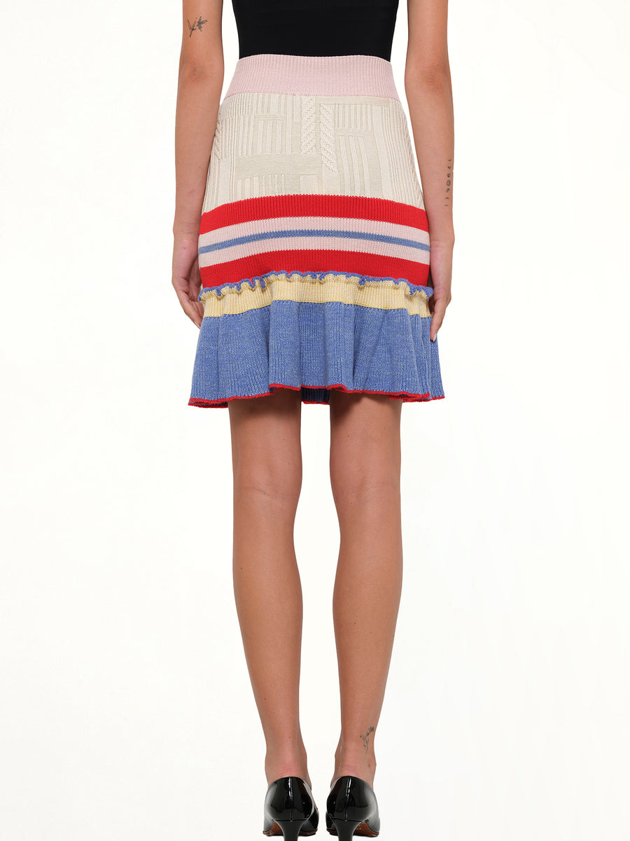 Multi Knit Tweed Mini Skirt In Multicolour