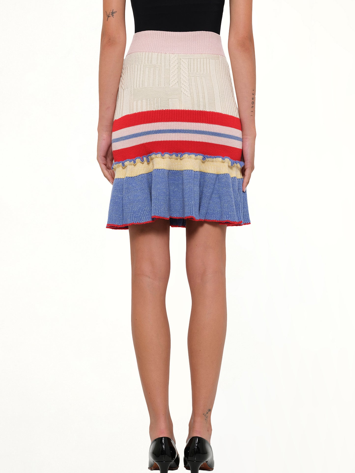 Multi Knit Tweed Mini Skirt In Multicolour