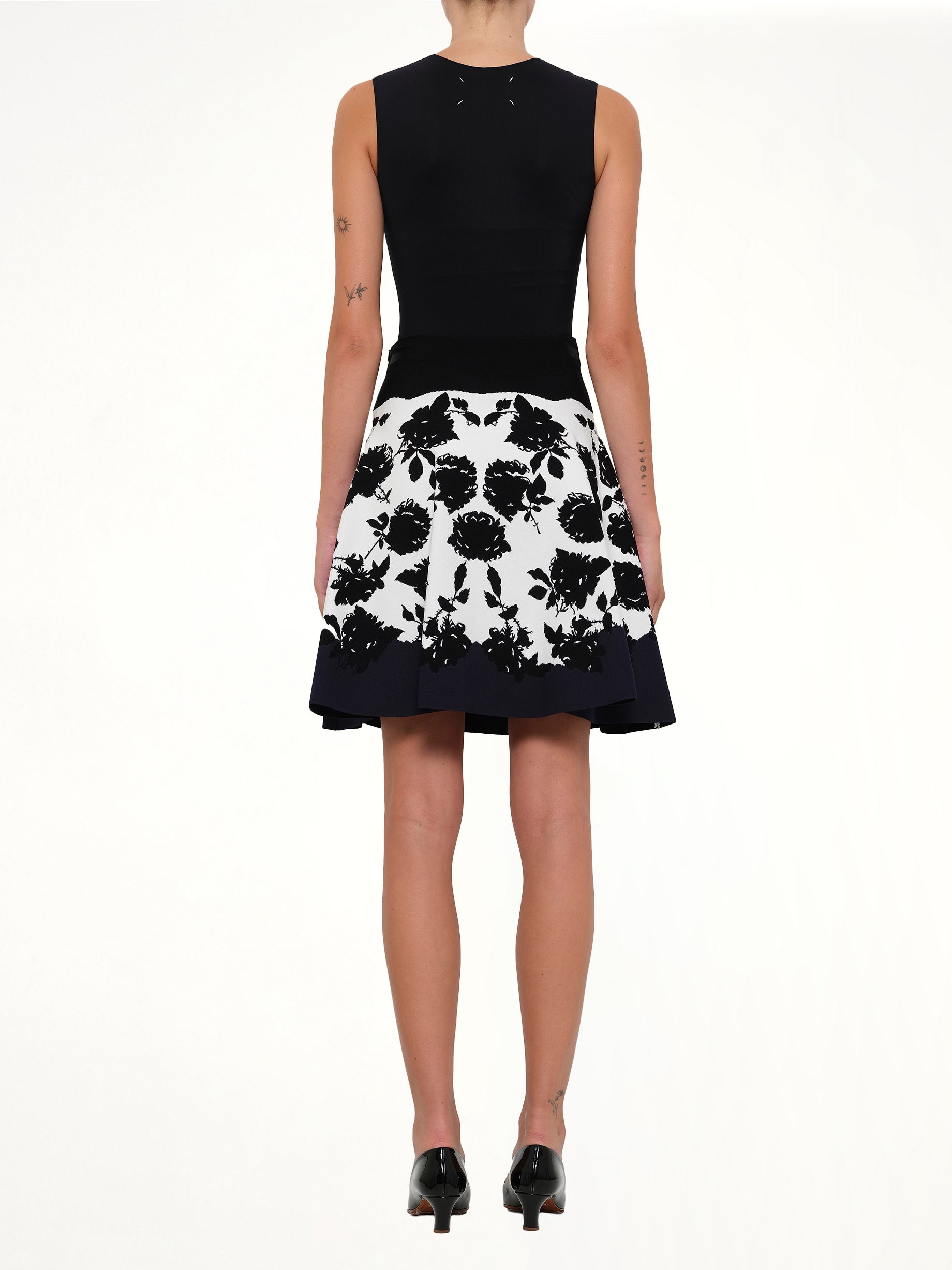 ALEXANDER MCQUEEN Rose Jacquard Mini Skirt in Ivory/Black Full Reference from MARAIS