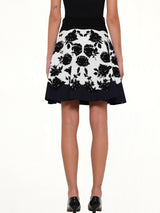 Rose Jacquard Mini Skirt in Ivory/Black