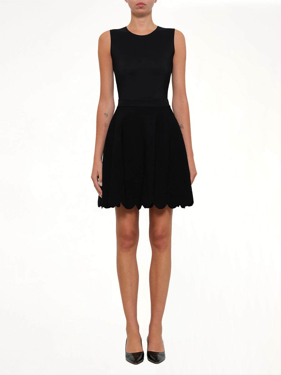 Embroidered Rose Mini Skirt in Black