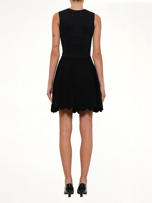 Embroidered Rose Mini Skirt in Black