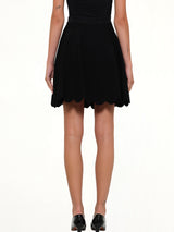 Embroidered Rose Mini Skirt in Black
