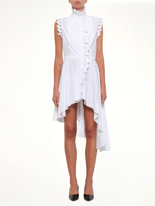 Sleeveless Ruffle Shirt in White