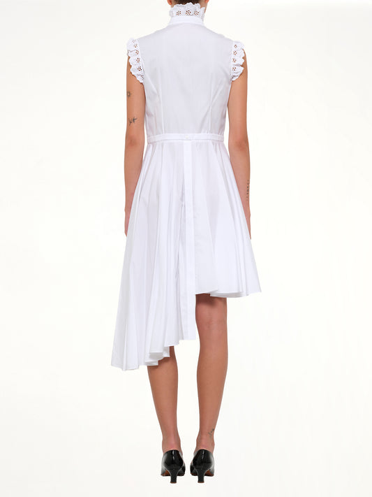 Sleeveless Ruffle Shirt in White