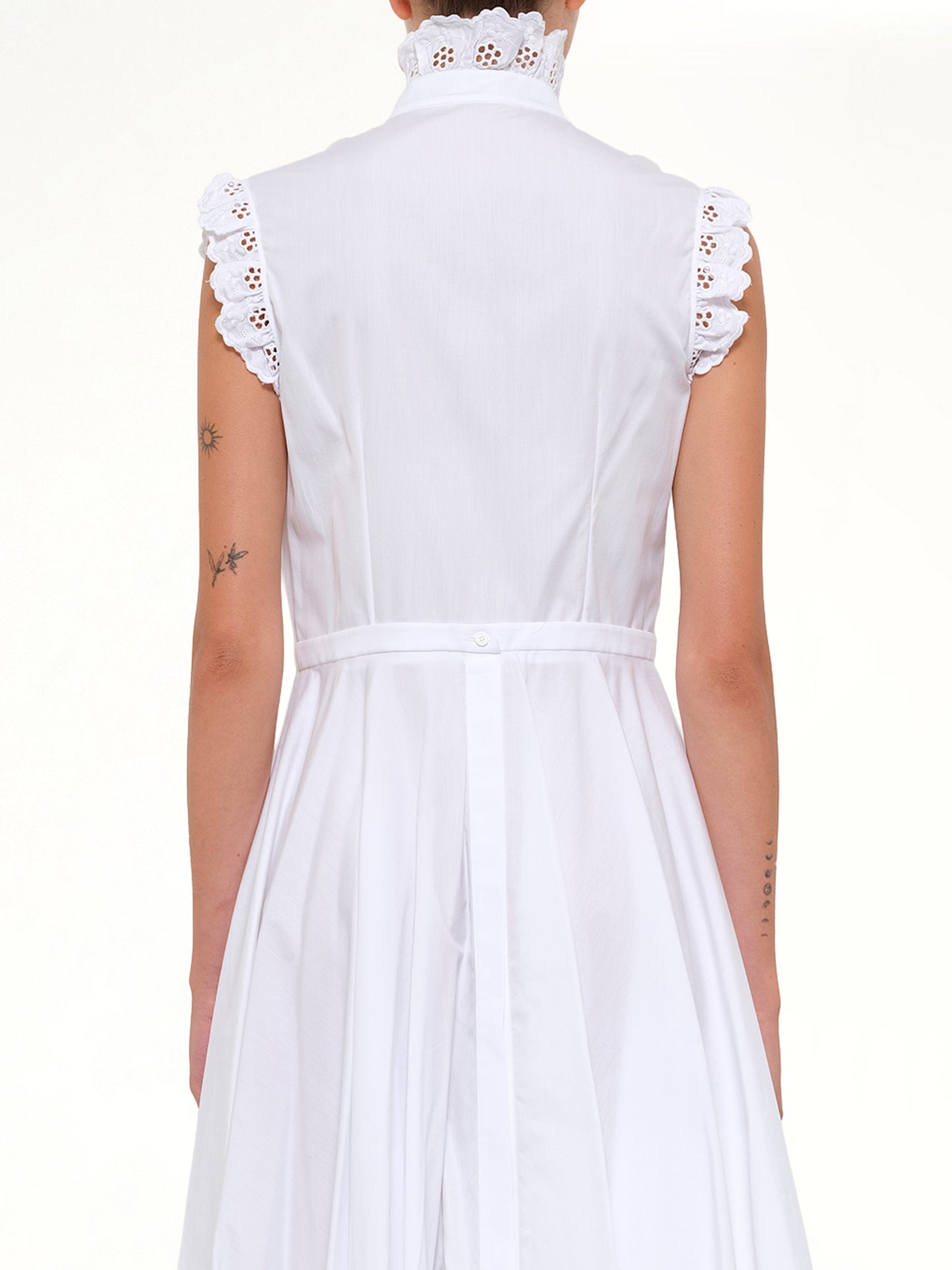 Sleeveless Ruffle Dress in White