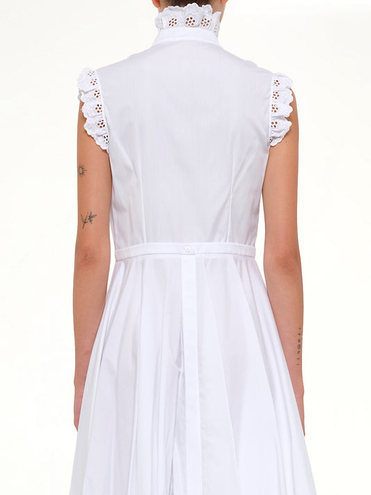 Sleeveless Ruffle Shirt in White