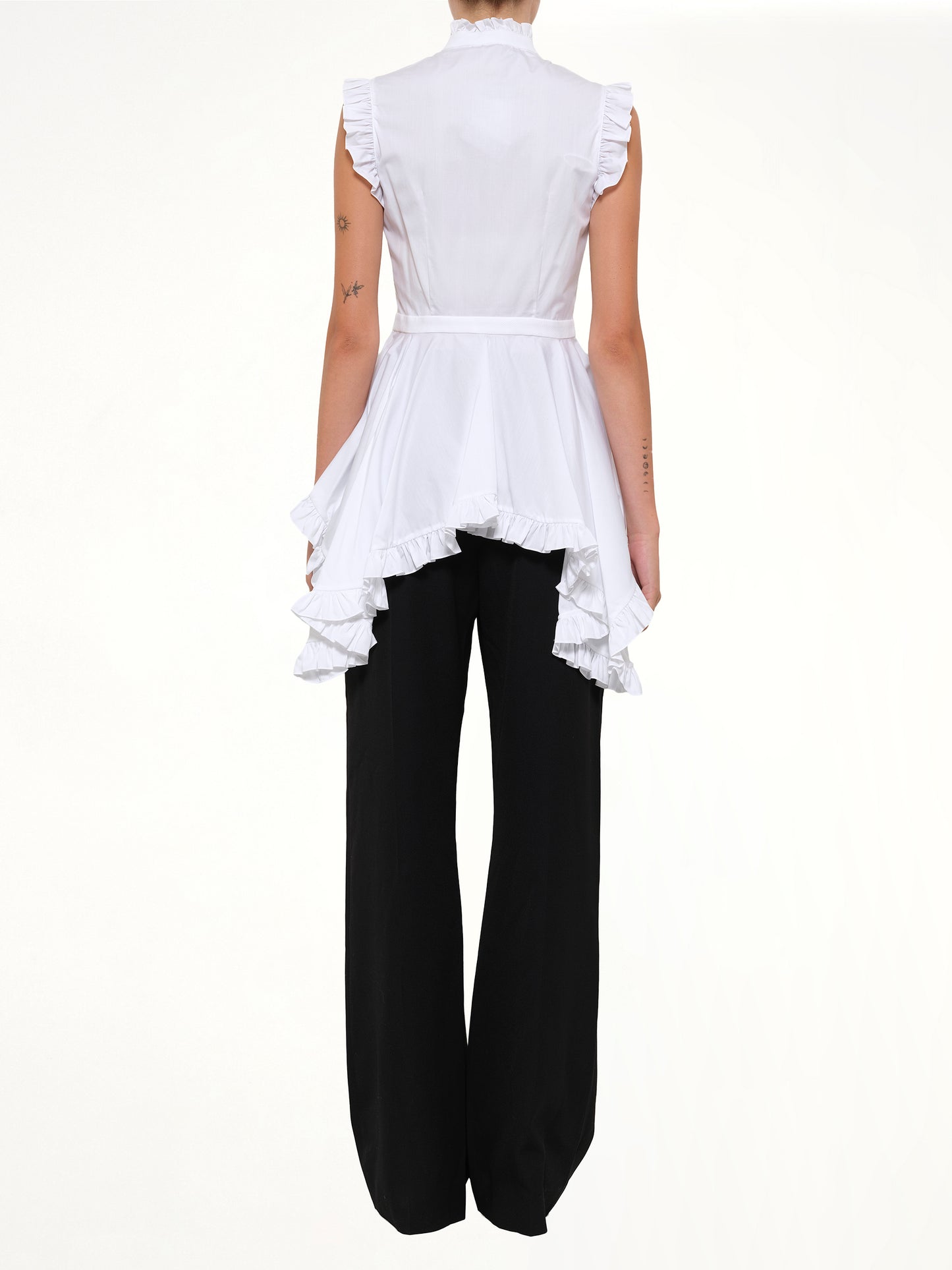 Sleeveless Peplum Shirt in White