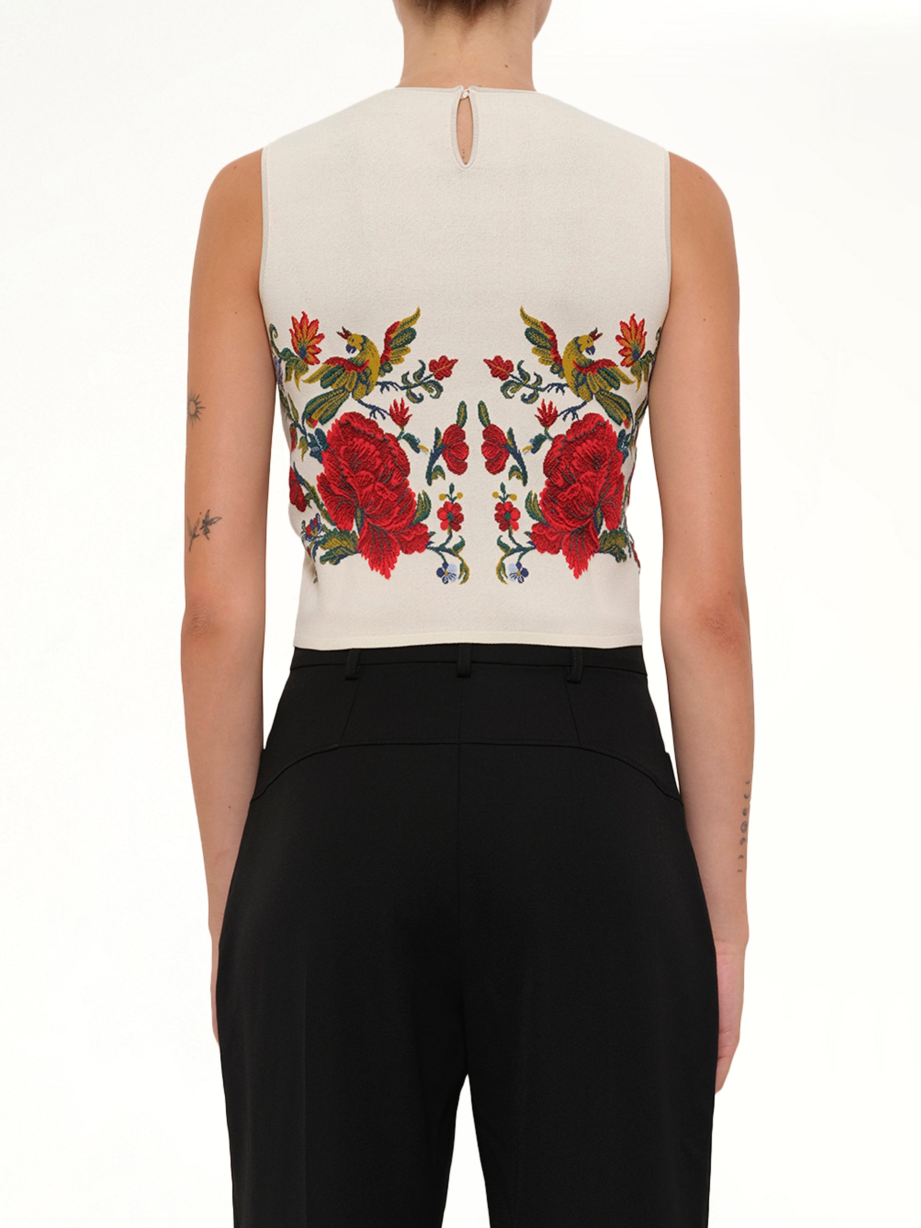 ALEXANDER MCQUEEN Engin Sleeveless Top in Ivory Side View from MARAIS