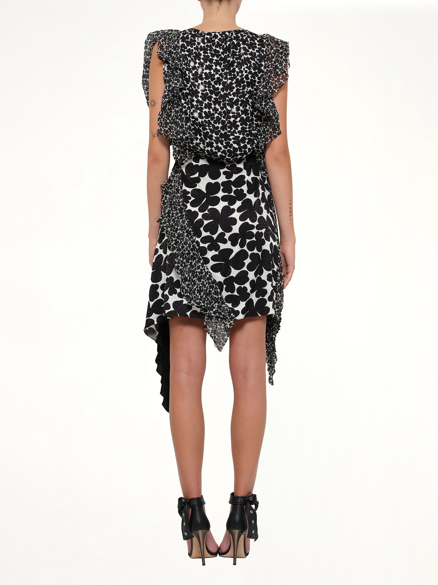 Podium Dress in White Black