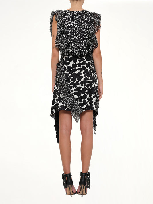 Podium Dress in White Black