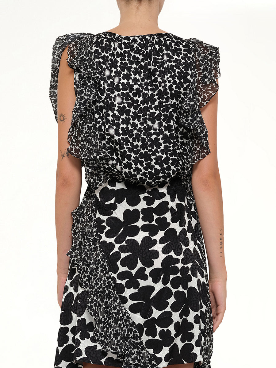 Podium Dress in White Black