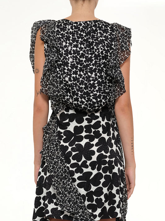Podium Dress in White Black