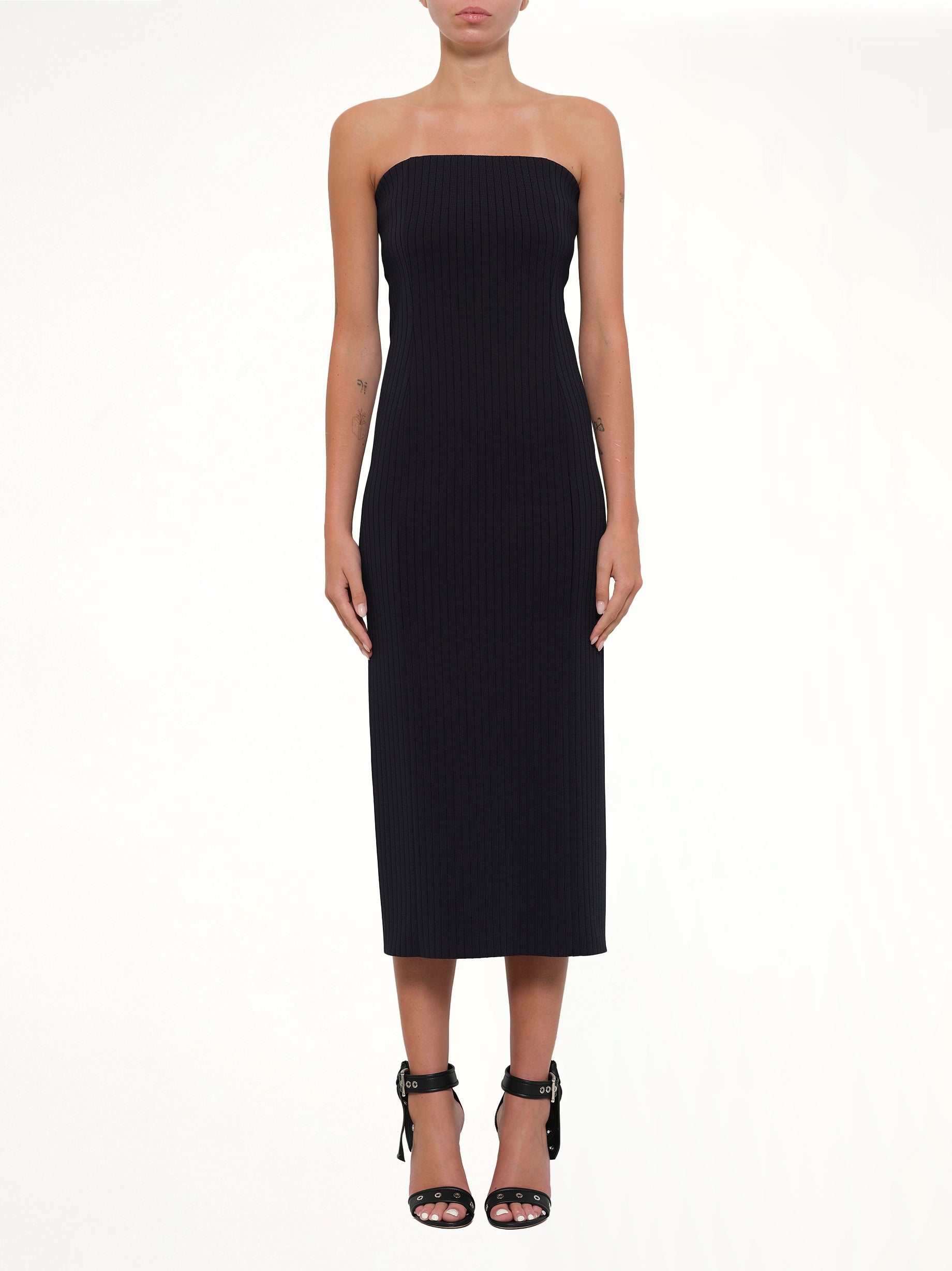 GIVENCHY Viscose Rib Long Dress in Navy Product Photo from MARAIS