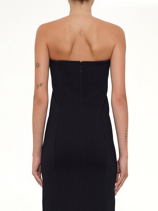 Viscose Rib Long Dress in Navy