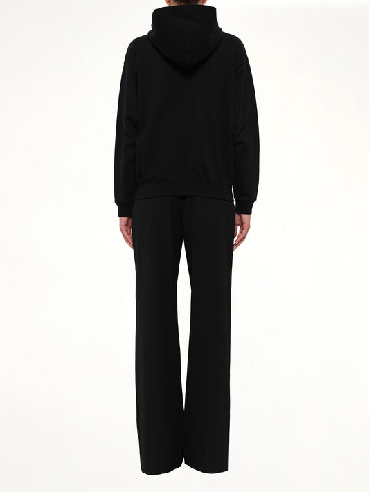 Embroidered Zip Hoodie in Black